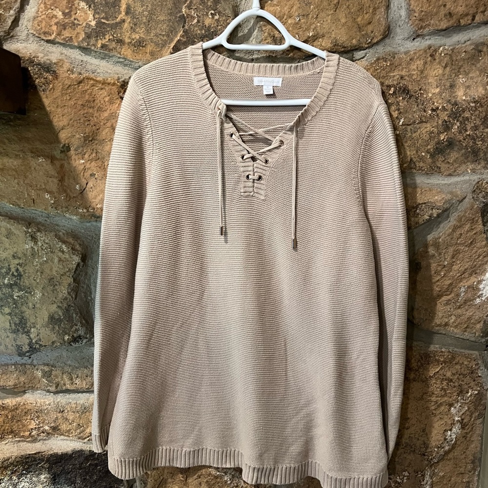 EUC Charter Club Lace Up Sweater ~ Size XL